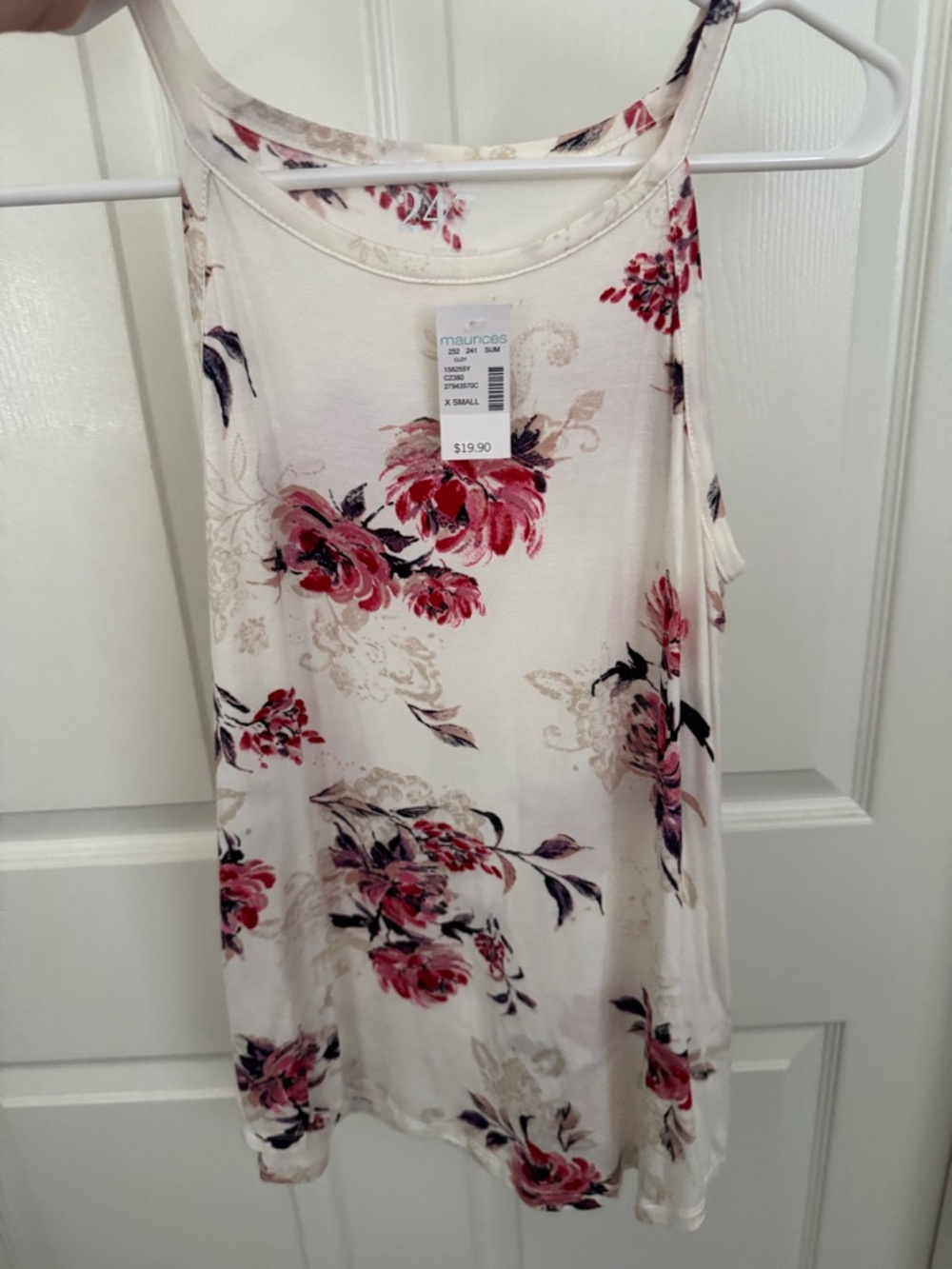 Maurices Cream Floral Camisole with Pink Rose Print